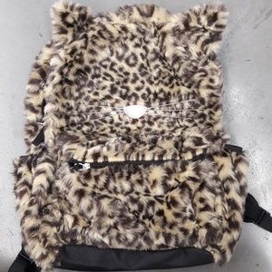 Girl fur fuzzy cat backpack